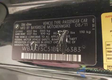2011 BMW 328I xDrive from USA, damaged, VIN WBAKF5C51BE656383